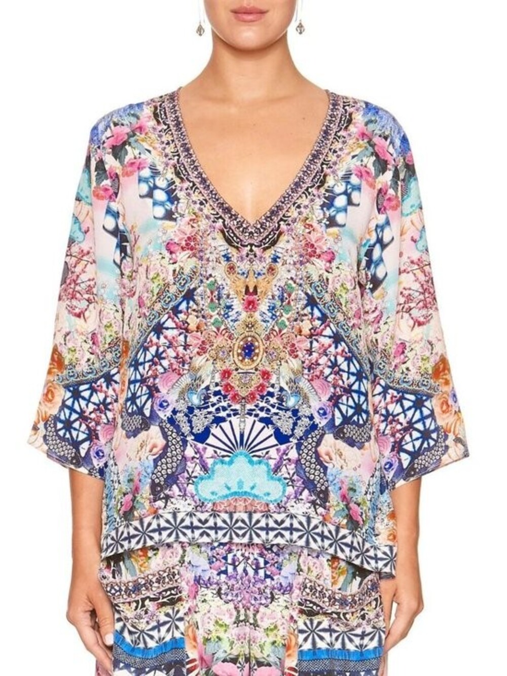 Camilla Shibori Shores S-neck Oversized Blouse Size XS